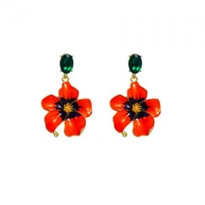 Vintage Three-dimensional Flower Wholesale Women Elegant Earrings - Orange