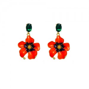 Vintage Three-dimensional Flower Wholesale Women Elegant Earrings - Orange