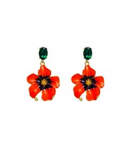 Vintage Three-dimensional Flower Wholesale Women Elegant Earrings - Orange