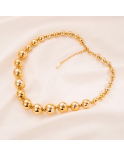 Punk Fashion Lucky Golden Beads Stainless Steel Necklace