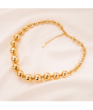 Punk Fashion Lucky Golden Beads Stainless Steel Necklace