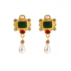 Vintage Royal Fashion Pearl Decorated Floral Design Wholesale Women Dangle Earrings