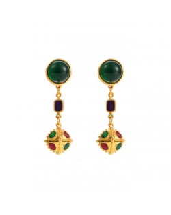 Vintage Royal Fashion Mixed Color Golden Ball Design Wholesale Women Dangle Earrings