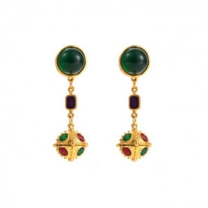 Vintage Royal Fashion Mixed Color Golden Ball Design Wholesale Women Dangle Earrings
