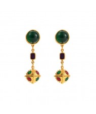 Vintage Royal Fashion Mixed Color Golden Ball Design Wholesale Women Dangle Earrings