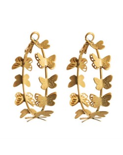 Golden Butterflies Hollow Fashion Alloy Huggie Earrings