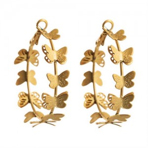 Golden Butterflies Hollow Fashion Alloy Huggie Earrings