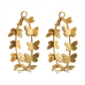Golden Butterflies Hollow Fashion Alloy Huggie Earrings