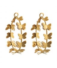 Golden Butterflies Hollow Fashion Alloy Huggie Earrings