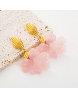 Vintage Pink Flower Elegant Women Dangle Earrings