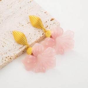 Vintage Pink Flower Elegant Women Dangle Earrings