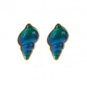 Vintage Blue Conch Women Dangle Earrings