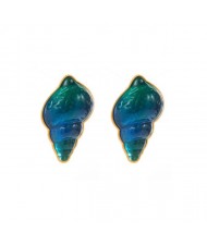 Vintage Blue Conch Women Dangle Earrings