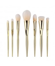 7 pcs Golden Handle Yellow White Fashion Makeup Brushes Set