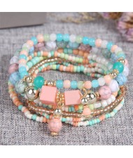 Bohemian Fashion Multi-layer Mixed Mini Beads Handmade Women Bracelet - Multicolor
