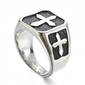 Engraved Cross Vintage Design Stainless Steel Ring