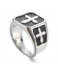 Engraved Cross Vintage Design Stainless Steel Ring