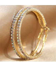 Shining Rhinestone Decorated Women Big Hoop Wholesale Earrings - Luminous White