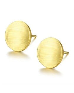 Korean Fashion Simple  Round Shape Wholesale 925 Sterling Silver Ear Studs - Golden