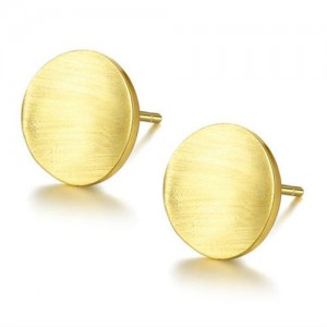 Korean Fashion Simple  Round Shape Wholesale 925 Sterling Silver Ear Studs - Golden