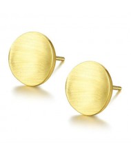 Korean Fashion Simple  Round Shape Wholesale 925 Sterling Silver Ear Studs - Golden
