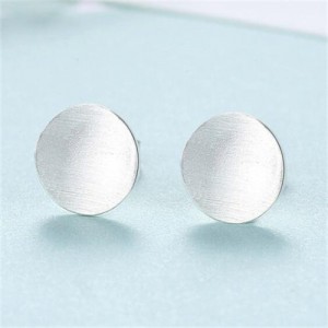 Korean Fashion Simple  Round Shape Wholesale 925 Sterling Silver Ear Studs - Silver