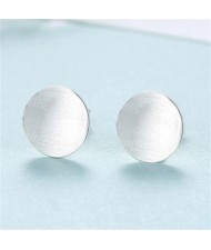 Korean Fashion Simple  Round Shape Wholesale 925 Sterling Silver Ear Studs - Silver