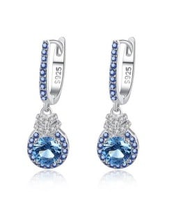 Elegant Blue Cubic Zirconia Butterfly Gold Plated Wholesale 925 Sterling Silver Earrings
