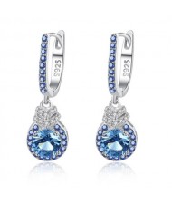 Exquisite Blue Dangle Ear Buckle Wholesale 925 Sterling Silver Sapphire Earrings