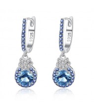 Elegant Blue Cubic Zirconia Butterfly Gold Plated Wholesale 925 Sterling Silver Earrings