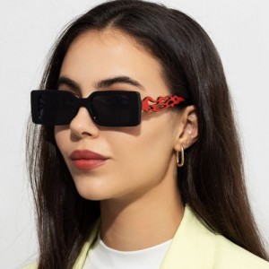 Fashion Small Square Frame Wholesale Women Black Sunglasses - Red