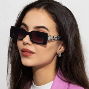 Fashion Small Square Frame Wholesale Women Black Sunglasses - Gray