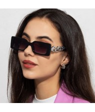 Fashion Small Square Frame Wholesale Women Black Sunglasses - Gray