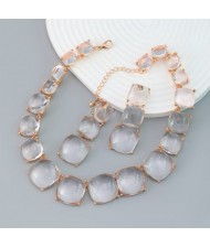 Fashion Bohemian Style Candy Color Resin Wholesale Costume Necklace Earrings Set - Transparent