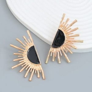 Popular Sunshine Design Oil-spot Glaze Alloy Wholesale Earrings - Golden