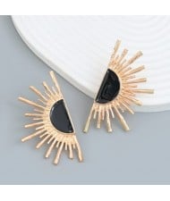 Popular Sunshine Design Oil-spot Glaze Alloy Wholesale Earrings - Golden