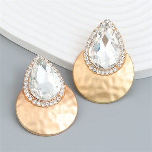 U.S. Fashion Colorful Stone Water Drop Design Wholesale Earrings - White