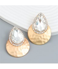 U.S. Fashion Colorful Stone Water Drop Design Wholesale Earrings - White