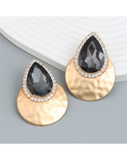 U.S. Fashion Colorful Stone Water Drop Design Wholesale Earrings - White