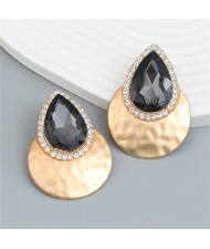 U.S. Fashion Colorful Stone Water Drop Design Wholesale Earrings - Gray