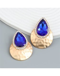 U.S. Fashion Colorful Stone Water Drop Design Wholesale Earrings - Pink