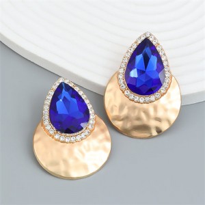 U.S. Fashion Colorful Stone Water Drop Design Wholesale Earrings - Royal Blue