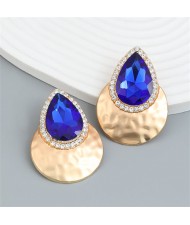 U.S. Fashion Colorful Stone Water Drop Design Wholesale Earrings - Royal Blue