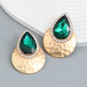 U.S. Fashion Colorful Stone Water Drop Design Wholesale Earrings - Green