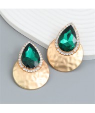 U.S. Fashion Colorful Stone Water Drop Design Wholesale Earrings - Green