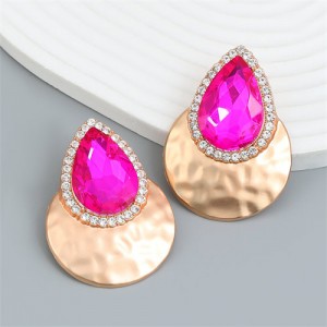 U.S. Fashion Colorful Stone Water Drop Design Wholesale Earrings - Rose