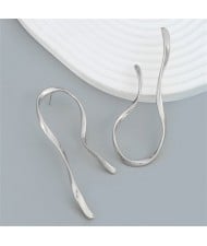 Simple Fashion Crooked Alloy Line Design Wholesale Women Earrings - Silver