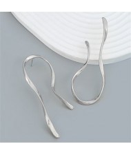 Simple Fashion Crooked Alloy Line Design Wholesale Women Earrings - Silver