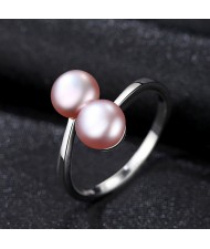 (3 Colors Available) Natrual Pearl Simple Open-end Design Wholesale Women 925 Sterling Silver Ring