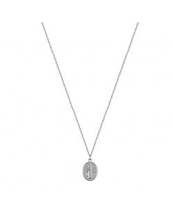 Classic God Coin Pendant Stainless Steel Necklace - Silver